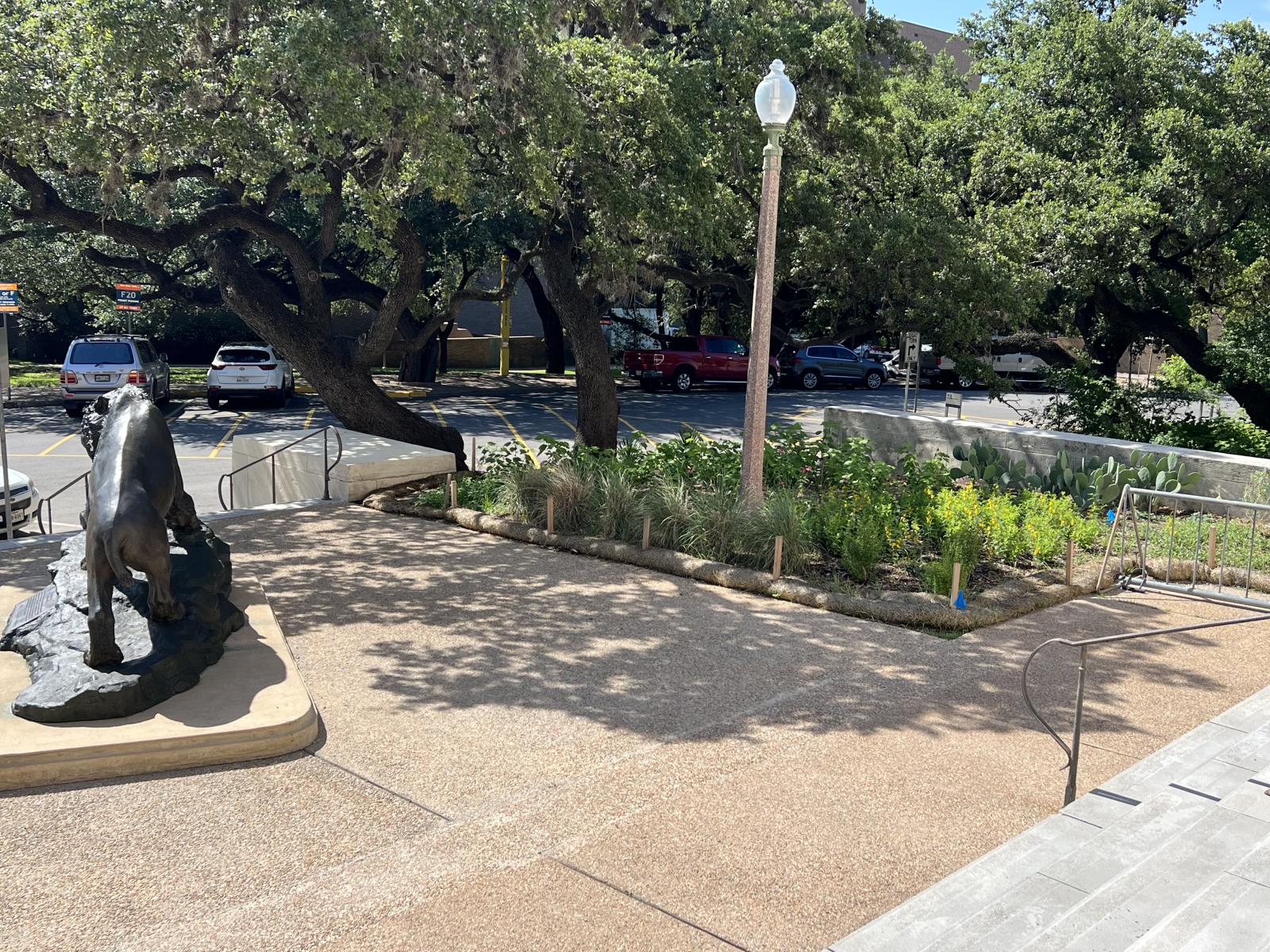 View of museum parking lot