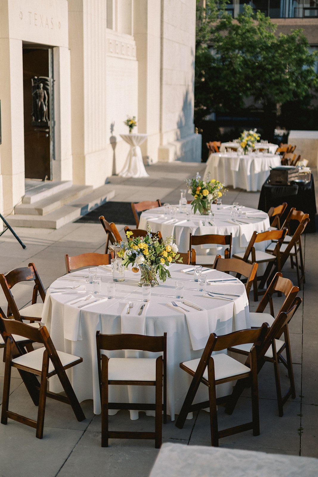 Outdoor seating at the wedding of Meghan and Sam