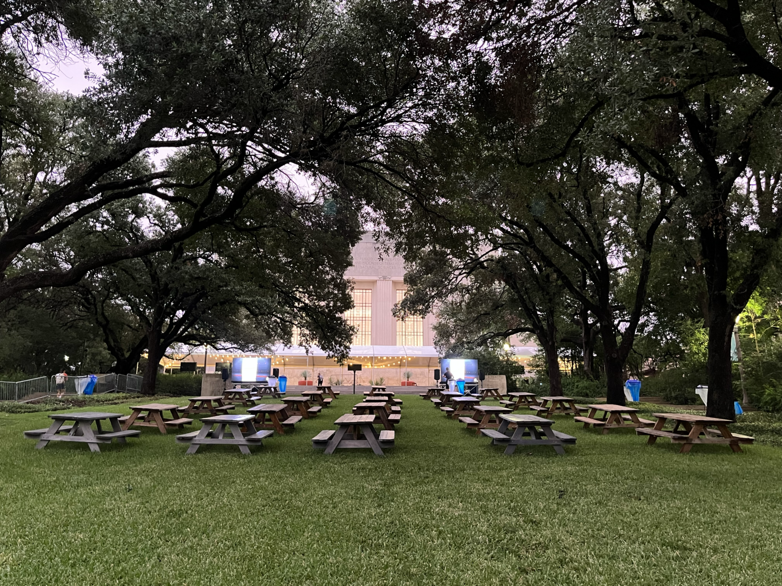 Lawn setup for event outside museum