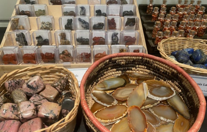 Assorted rocks and minerals at the museum store