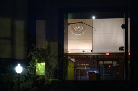 Night shot of museum interior